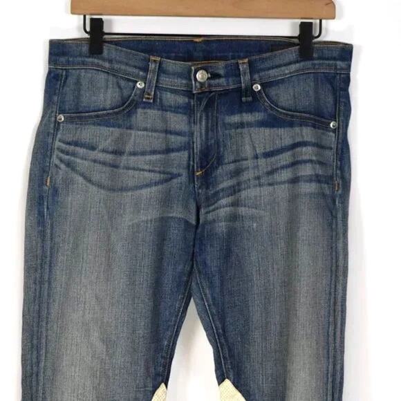 Rag & Bone Heathway Denim jeans Size 27 with lamb leather panels - Picture 3 of 10
